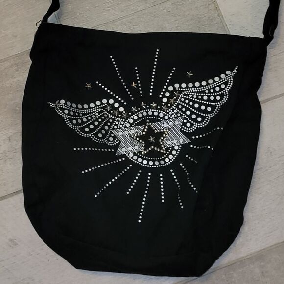 Piper & Blue Black Bag With Rhinestone Wings - Picture 1 of 5